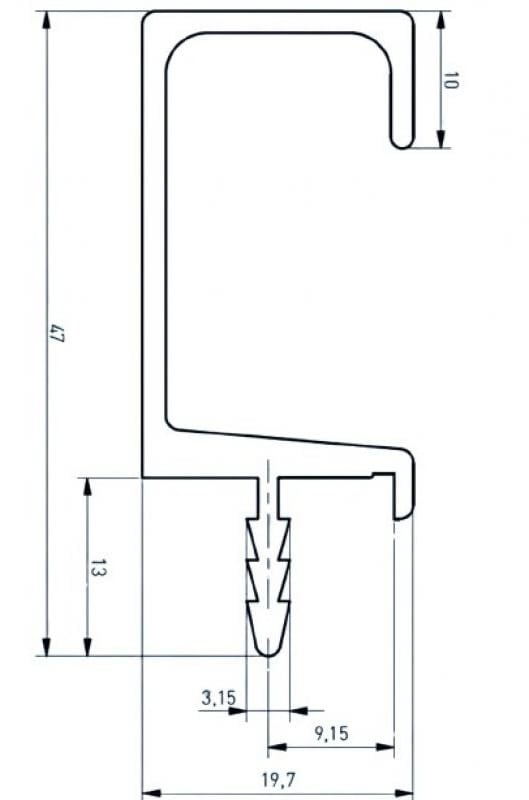 Mâner profil C 3.5 m, aluminiu