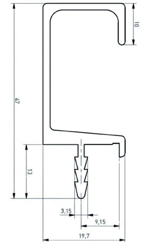 Mâner profil C 3.5 m, aluminiu