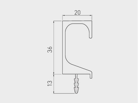Mâner profil C 3.5 m, aluminiu
