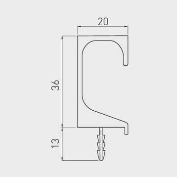 Mâner profil C 3.5 m, aluminiu