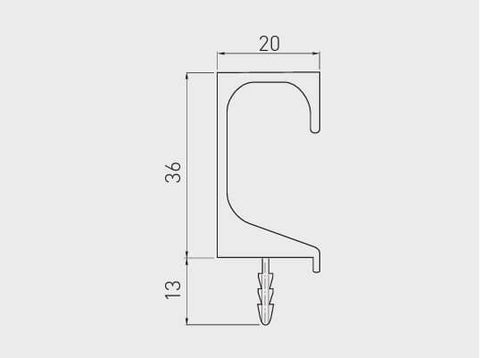 Mâner profil C 3.5 m, aluminiu