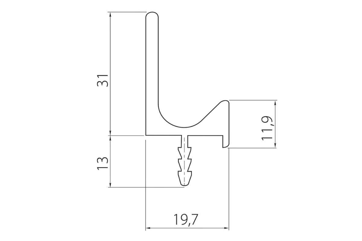 Mâner profil J 3.5 m, inox