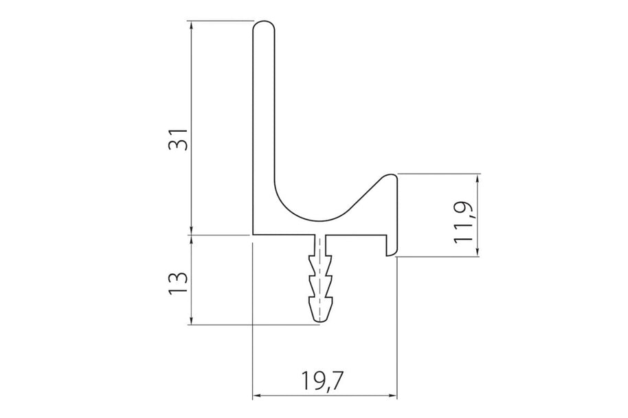 Mâner profil J 3.5 m, inox