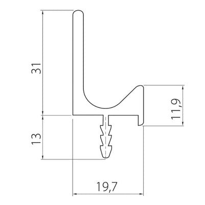 Mâner profil J 3.5 m, inox