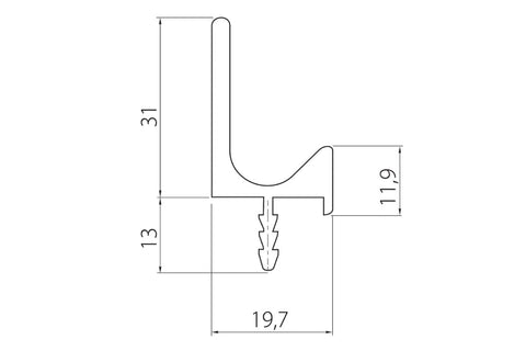 Mâner profil J 3.5 m, inox