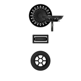 Set chiuvetă bucătărie Schock Greenwich N-100XL 750 x 456 mm Cristadur Puro, negru intens cu părți vizibile și baterie bucătărie Schock Kavus cu cap extractibil Puro