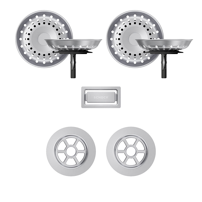 Părți vizibile Schock pentru chiuvetă cu kit de scurgere manual GREN200 PRED150 Inox Periat