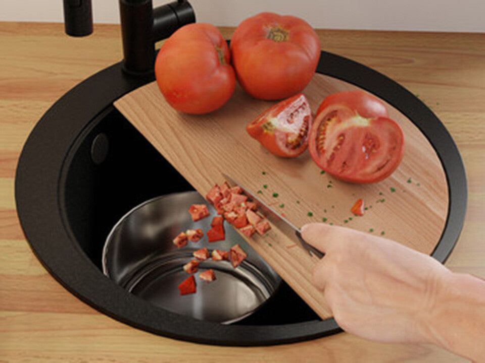 Placă de tăiat Workstation rotundă 440x440 (2 bucăți), lemn de fag