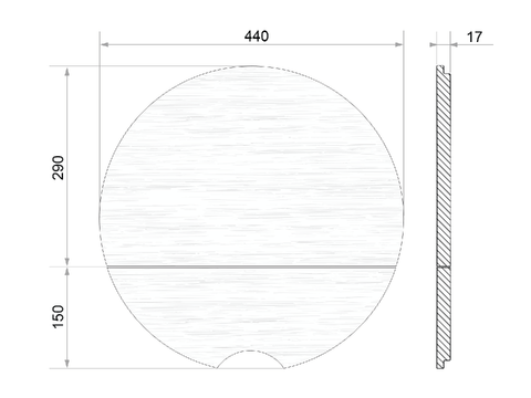 Placă de tăiat Workstation rotundă 440x440 (2 bucăți), lemn de fag