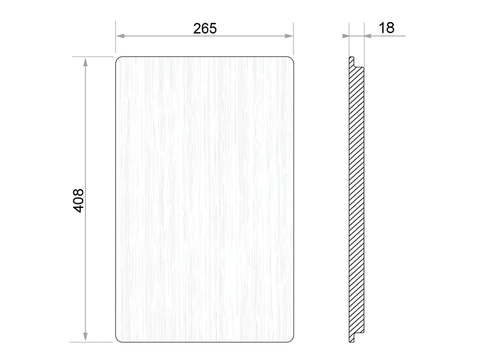 Placă de tăiere Workstation 410 Wide Flushmount, lemn de fag