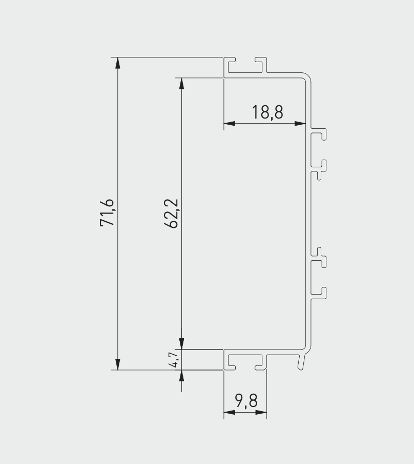 Profil mâner C VELLO, LED, 3 ml, gri