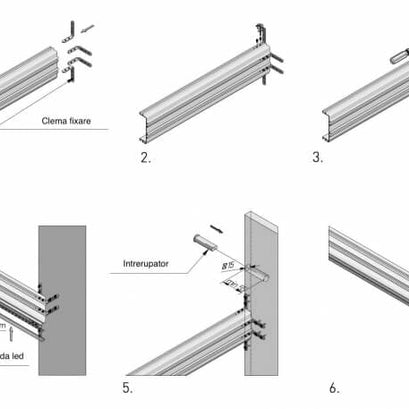 Profil mâner C VELLO, LED, 3 m, negru mat