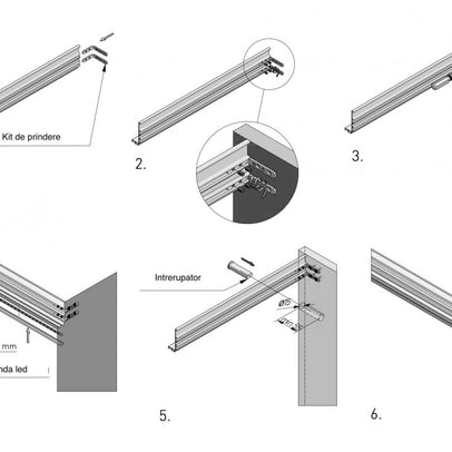 Profil mâner L VELLO, LED, 3 m, alb mat