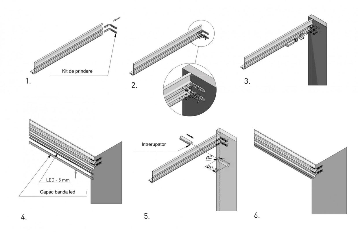 Profil mâner L VELLO, LED, 3 ml, gri