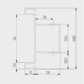 Profil aluminiu VELLO TD, sistem fără mânere, 3 m, gri