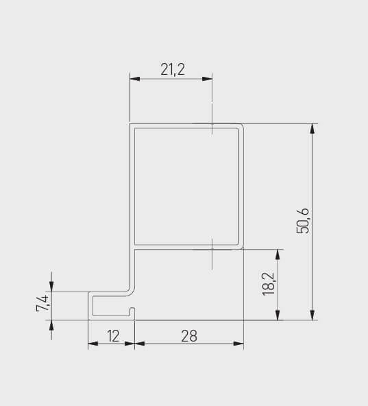 Profil mâner vertical de margine VELLO TJ, 3 m, gri