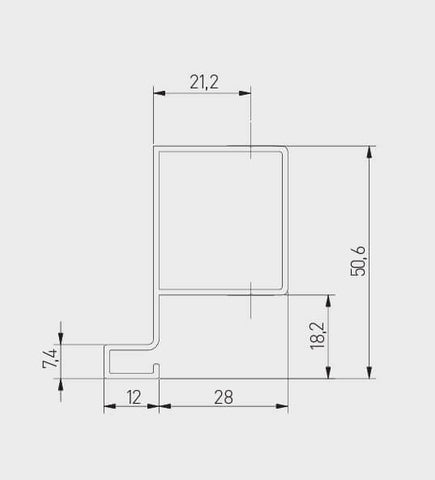 Profil mâner vertical de margine VELLO TJ, 3 m, gri