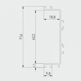Profil mâner C VELLO, LED, 3 m, inox
