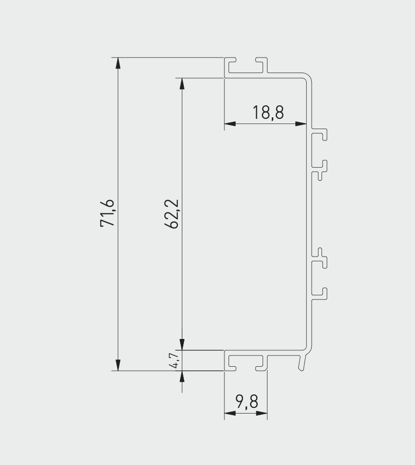 Profil mâner C VELLO, LED, 4.1 m, gri