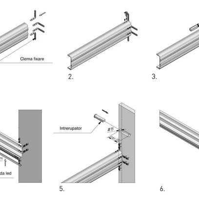 Profil mâner C VELLO, LED, 4.1 m, gri