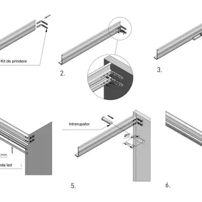 Profil mâner L VELLO, LED, 3 m, inox