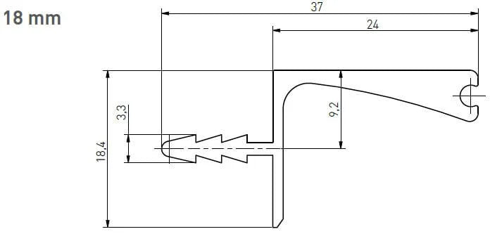 Profil mâner VELLO corpuri suspendate, 3 m, gri