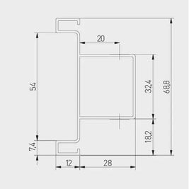 Profil mâner vertical VELLO TD, 3 m, inox