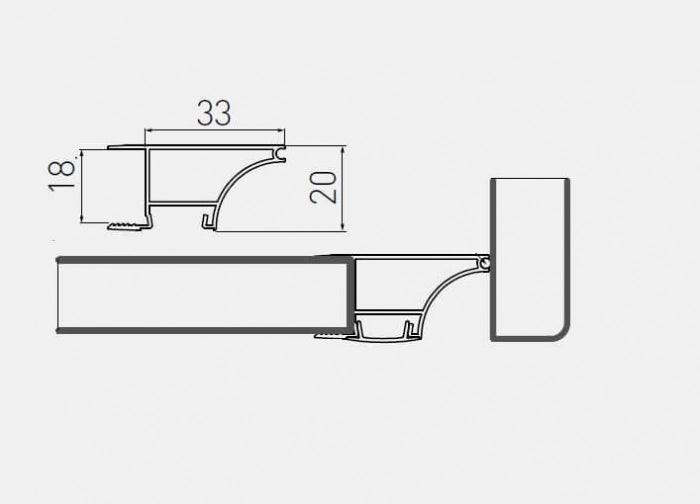 Profil mâner corp suspendat GLAX, bandă LED, 3 m, PAL 18 mm, inox