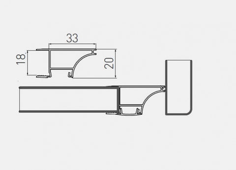 Profil mâner corp suspendat GLAX, bandă LED, 3 m, PAL 18 mm, inox