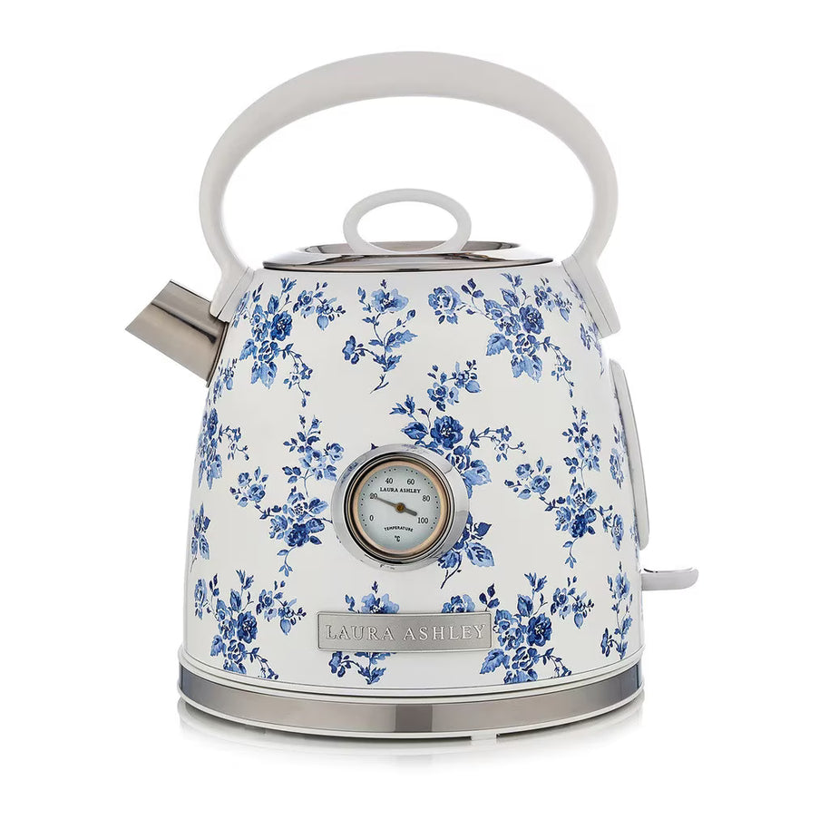 Fierbător electric Laura Ashley China Rose, 1.7 L, 1500 W, inox, cu termometru, filtru anticalcar