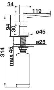 Dozator detergent bucătărie Blanco LATO Silgranit Look - alb/crom HD
