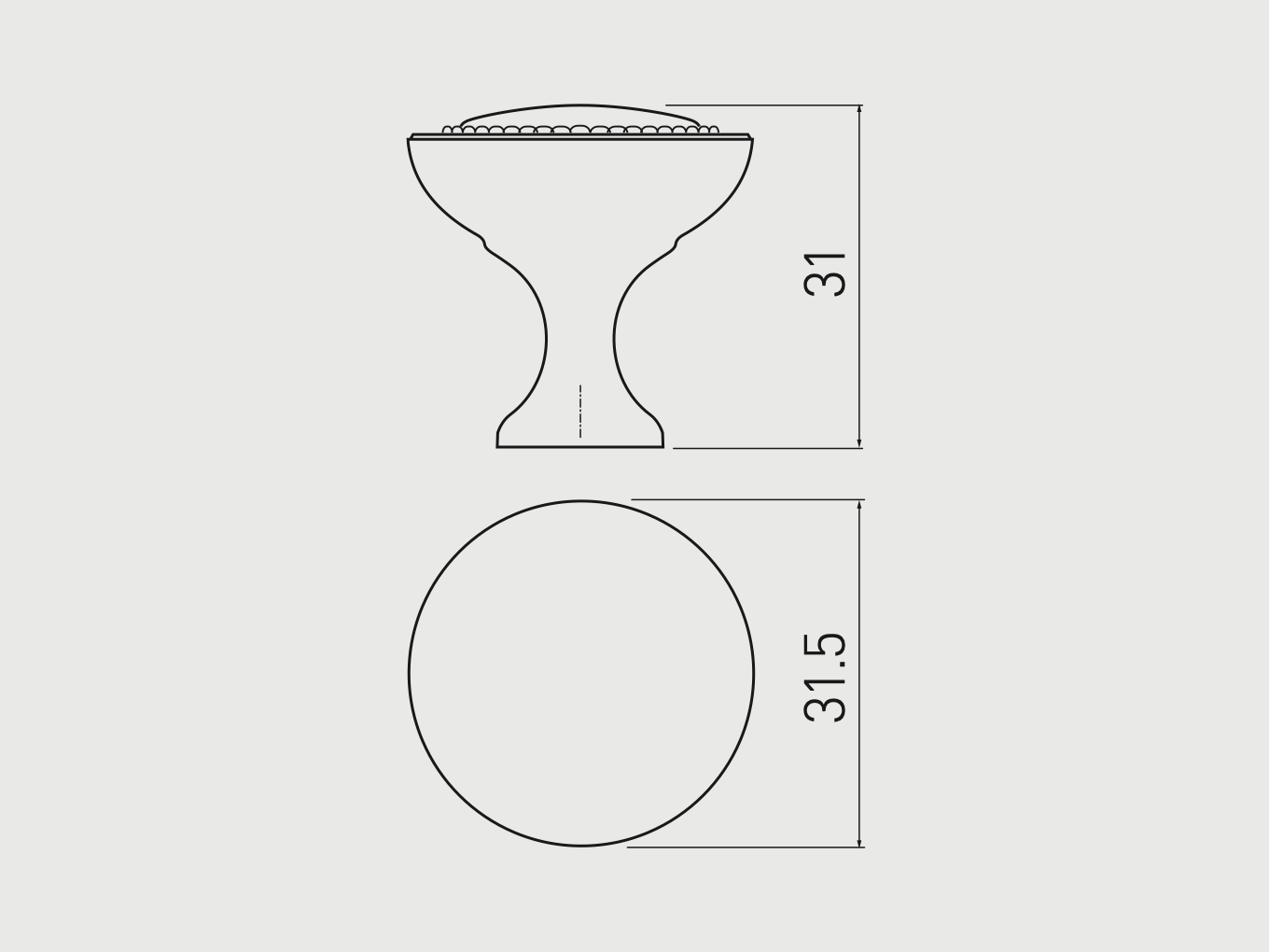 Buton mobilă IMPERIA 31x31 mm, negru mat