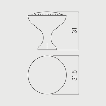 Buton mobilă IMPERIA 31x31 mm, negru mat