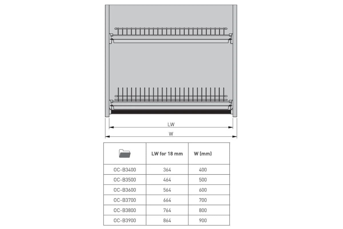 Scurgător (picurător) vase BASIC 900 mm, două rafturi, alb