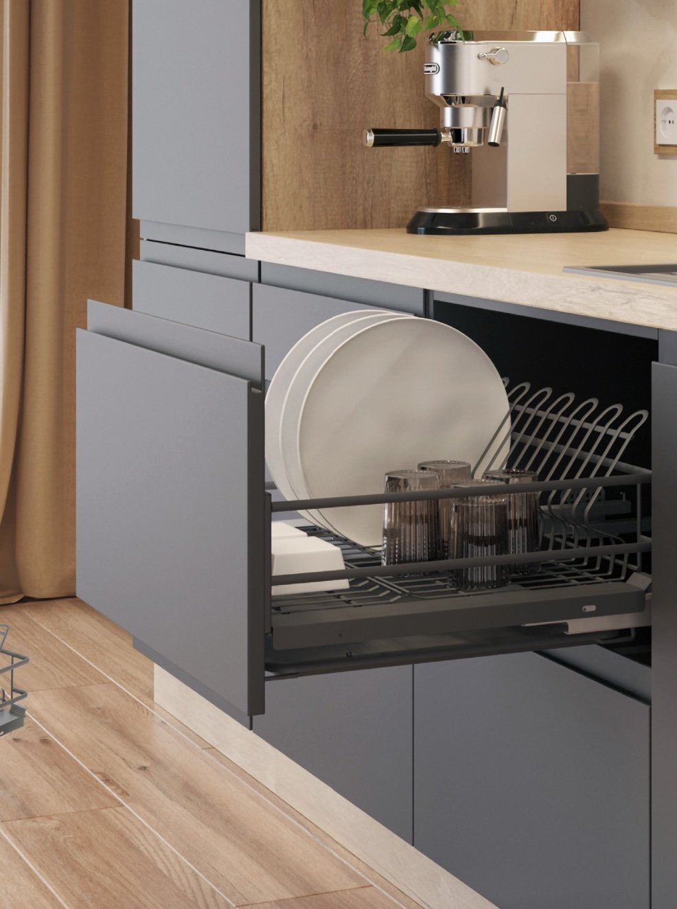 Scurgător vase tip sertar MOVIX 800 mm, soft-close, 30 kg, antracit