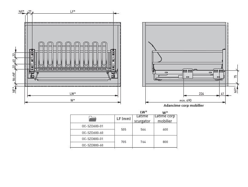 Scurgător vase tip sertar MOVIX 800 mm, soft-close, 30 kg, antracit