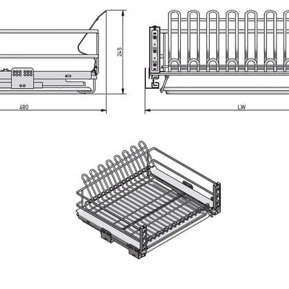 Scurgător vase tip sertar MOVIX 800 mm, soft-close, 30 kg, antracit