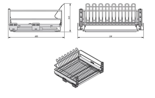 Scurgător vase tip sertar MOVIX 800 mm, soft-close, 30 kg, crom