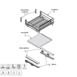 Scurgător vase tip sertar MOVIX 800 mm, soft-close, 30 kg, crom