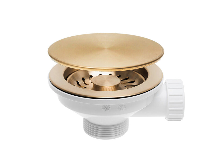 Sifon automat Save Space + Easy Clean cu mască pentru scurgere, pentru chiuvete sub blat și pe blat Slim, cu 1 cuvă – preaplin rotund