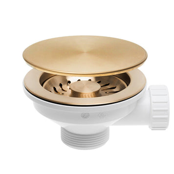 Sifon automat Save Space + Easy Clean cu mască pentru scurgere, pentru chiuvete sub blat și pe blat Slim, cu 1 cuvă – preaplin rotund