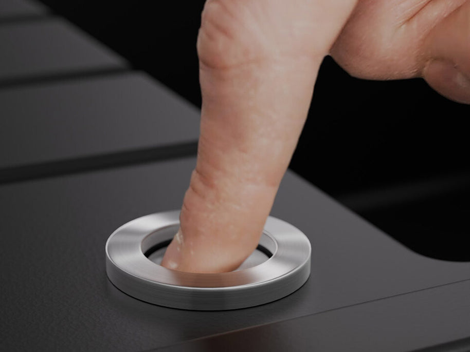 Sifon automat Save Space + Easy Clean cu mască pentru scurgere, pentru chiuvete sub blat și pe blat Slim, cu 1 cuvă – preaplin rotund