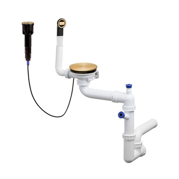 Sifon automat Save Space + Easy Clean cu mască pentru scurgere, pentru chiuvete sub blat și pe blat Slim, cu 1 cuvă – preaplin rotund
