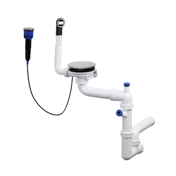 Sifon automat Save Space + Easy Clean cu mască pentru scurgere, pentru chiuvete sub blat și pe blat Slim, cu 1 cuvă – preaplin rotund