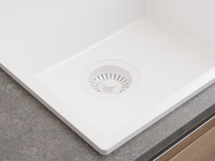Sifon Save Space + Easy Clean pentru chiuvete sub blat și pe blat Slim compozit, cu 1 cuvă – preaplin rotund