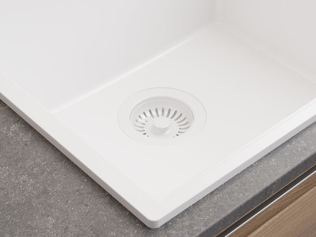 Sifon Save Space + Easy Clean pentru chiuvete sub blat și pe blat Slim compozit, cu 1 cuvă – preaplin rotund