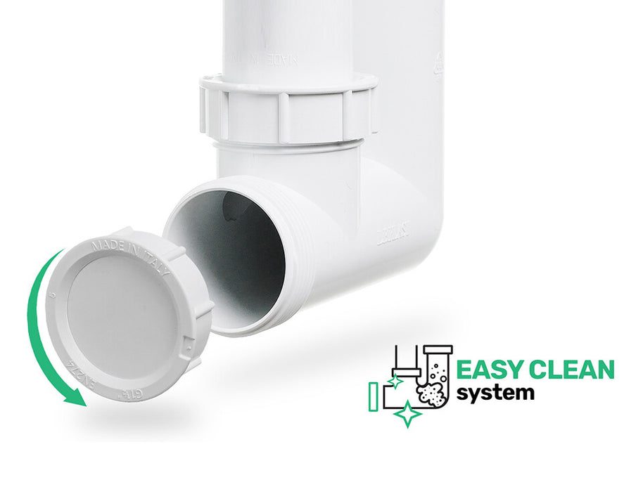 Sifon Save Space + Easy Clean pentru chiuvete sub blat și pe blat Slim compozit, cu 1 cuvă – preaplin rotund