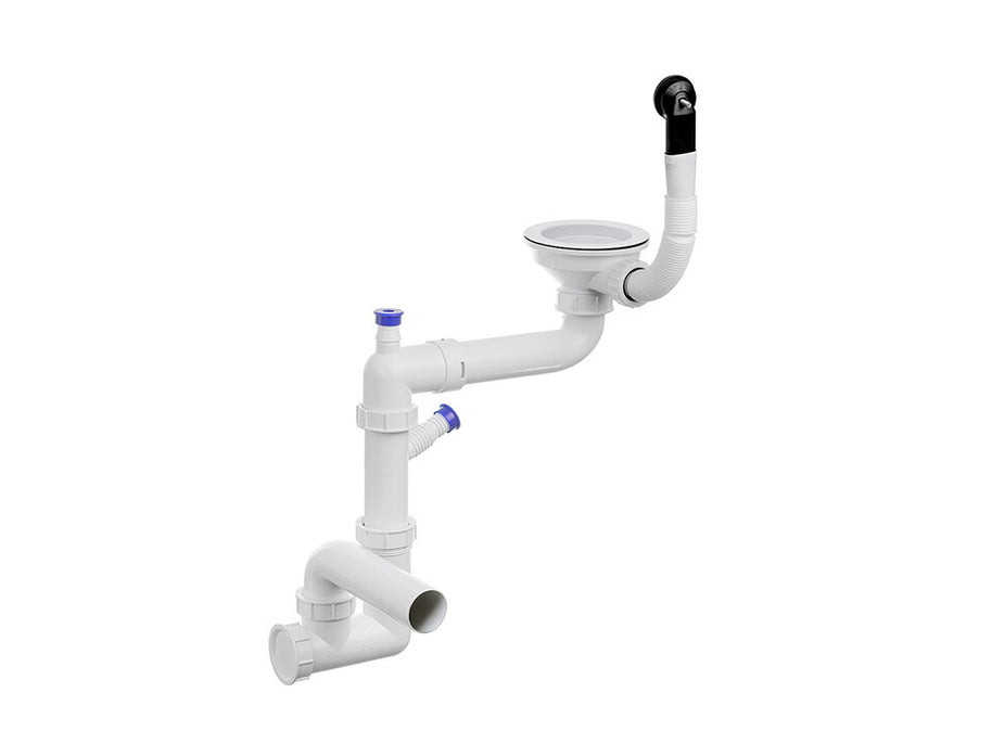 Sifon Save Space + Easy Clean pentru chiuvete sub blat și pe blat Slim compozit, cu 1 cuvă – preaplin rotund