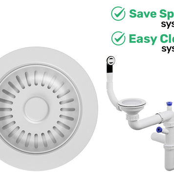 Sifon Save Space + Easy Clean pentru chiuvete sub blat și pe blat Slim compozit, cu 1 cuvă – preaplin rotund