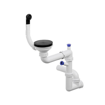 Sifon Save Space + Easy Clean cu mască pentru scurgere, pentru chiuvete sub blat și pe blat Slim compozit, cu 1 cuvă – preaplin rotund